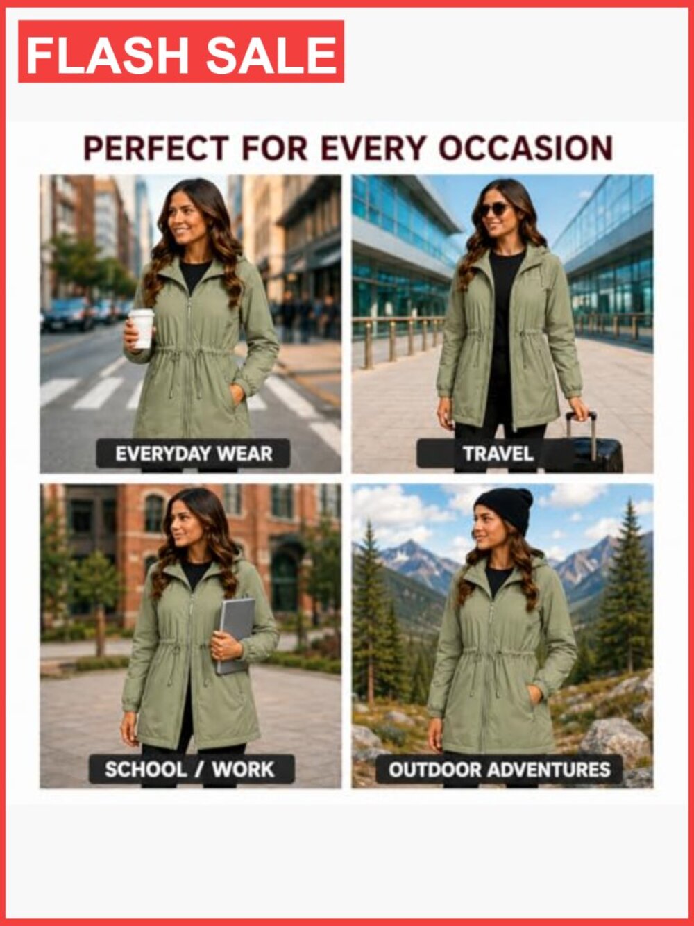 Women's Insulated Windbreaker Jacket Water Resistant Long Length - Picture 3 of 7